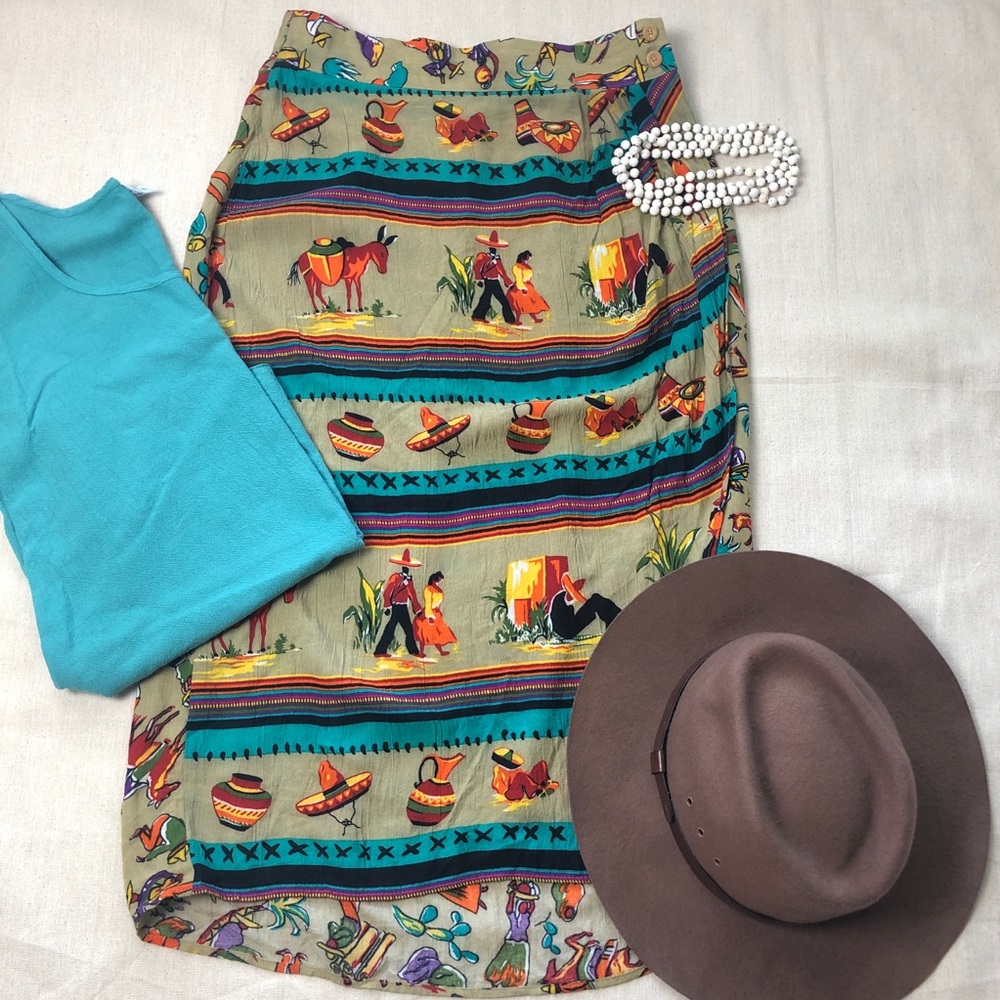 Vintage Southwestern Aztec Wrap Skirt